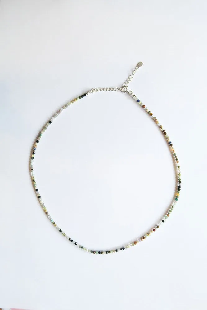 Karina Single Strand Hand Beaded Gemstone Necklace