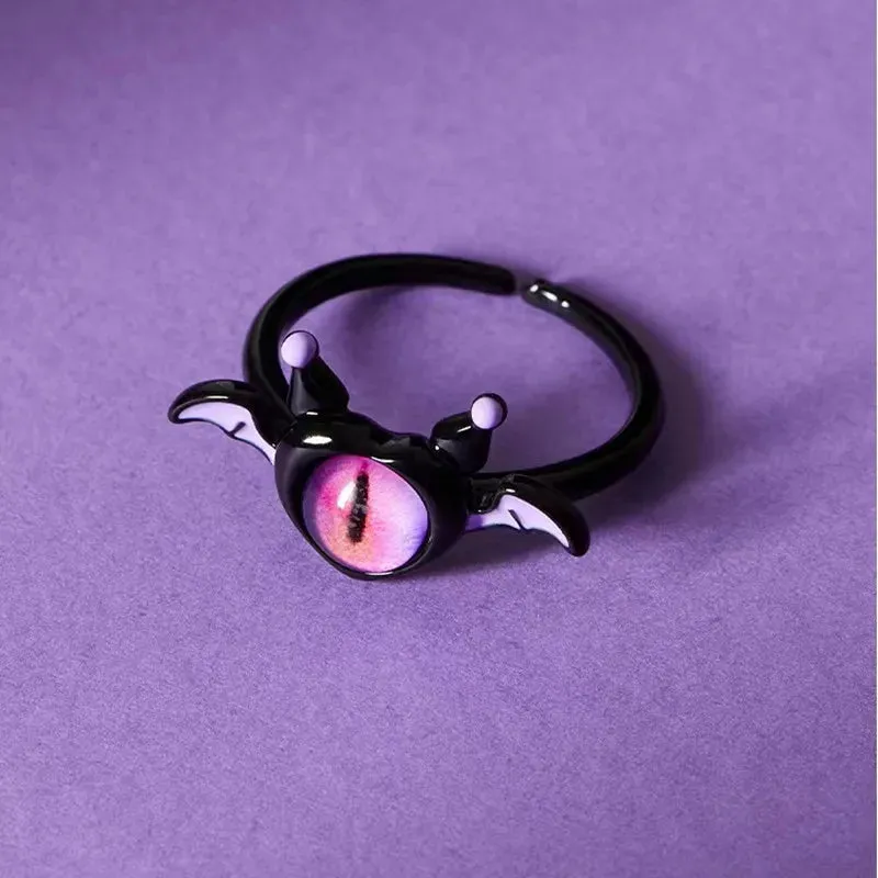 Kiss Jewelry Women Funny Monster Eyes Rings Cute Animals Two Color Cat Eyes Opening Y2K Finger Ring Sweet Kpop Accessories 2023