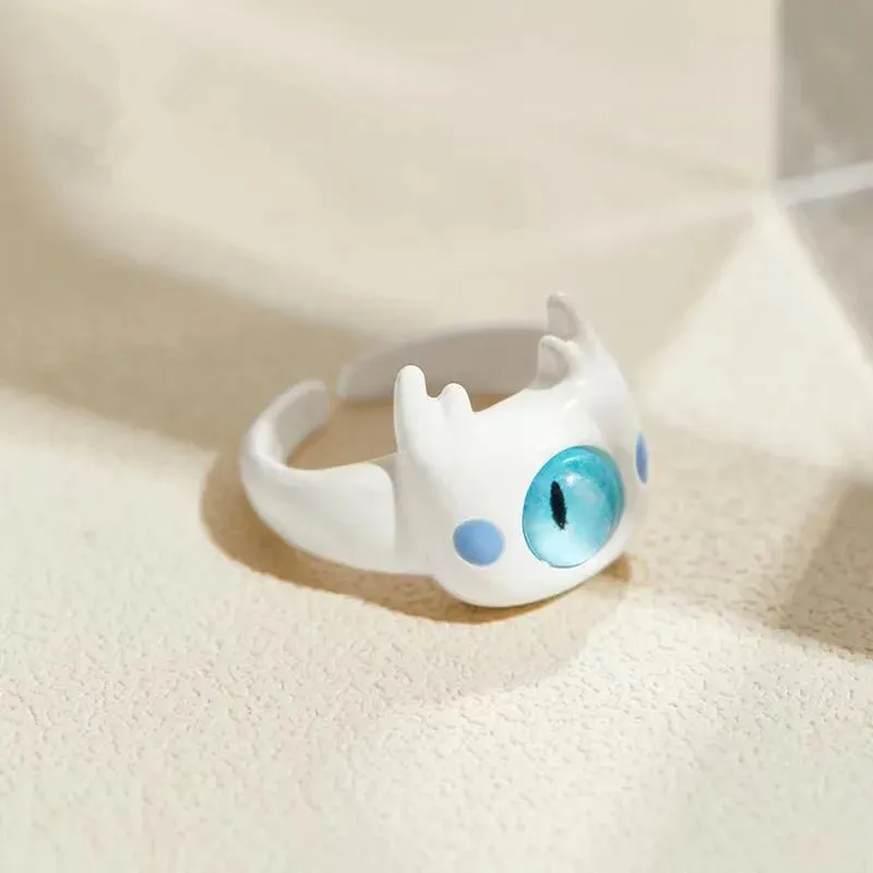 Kiss Jewelry Women Funny Monster Eyes Rings Cute Animals Two Color Cat Eyes Opening Y2K Finger Ring Sweet Kpop Accessories 2023