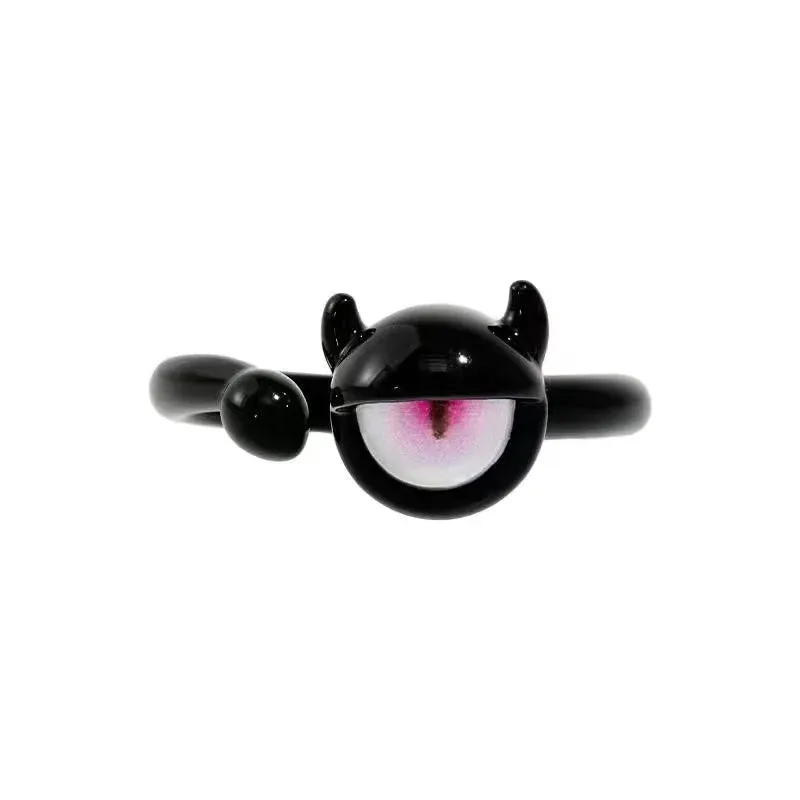 Kiss Jewelry Women Funny Monster Eyes Rings Cute Animals Two Color Cat Eyes Opening Y2K Finger Ring Sweet Kpop Accessories 2023