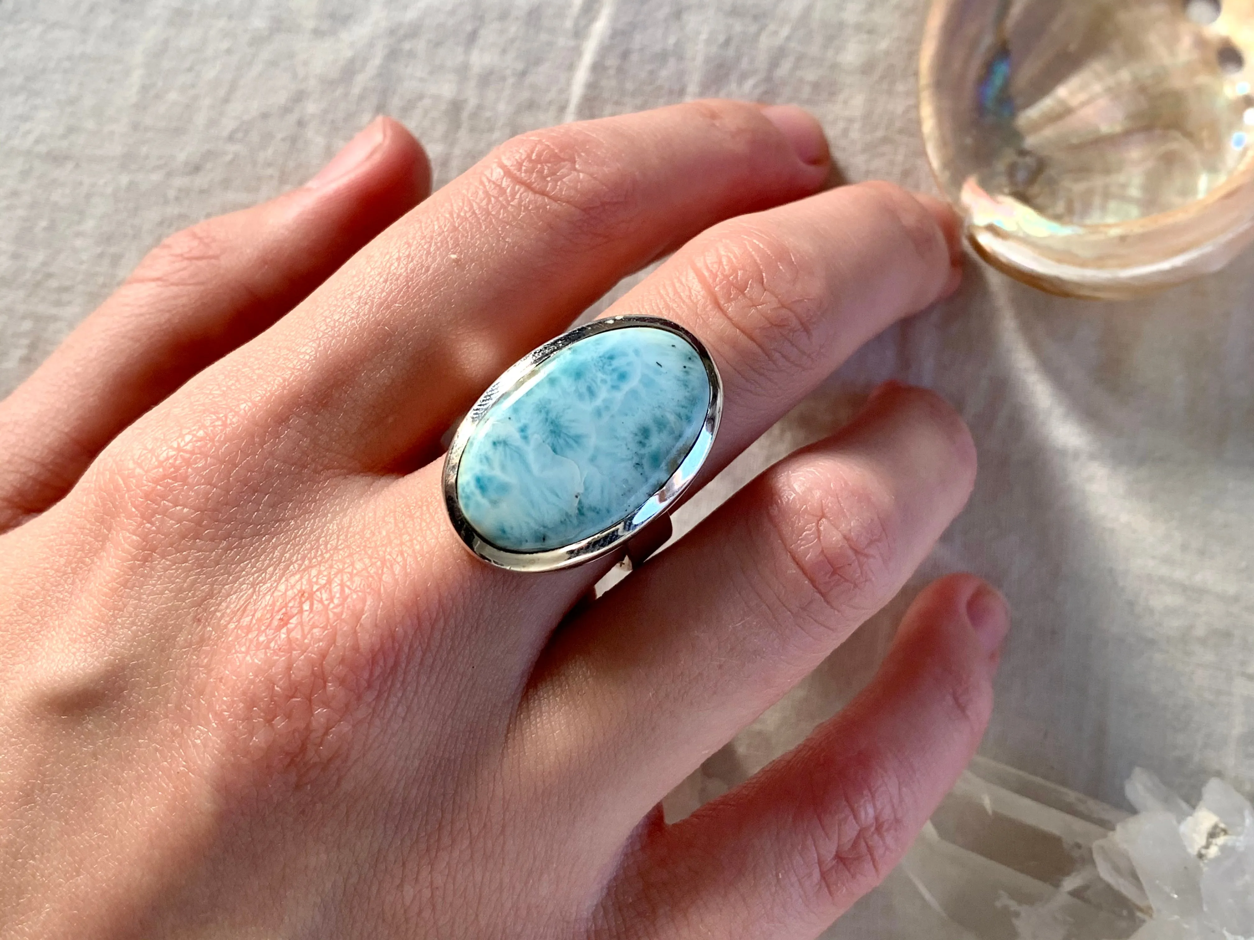 Larimar Akoni Ring - Long Oval