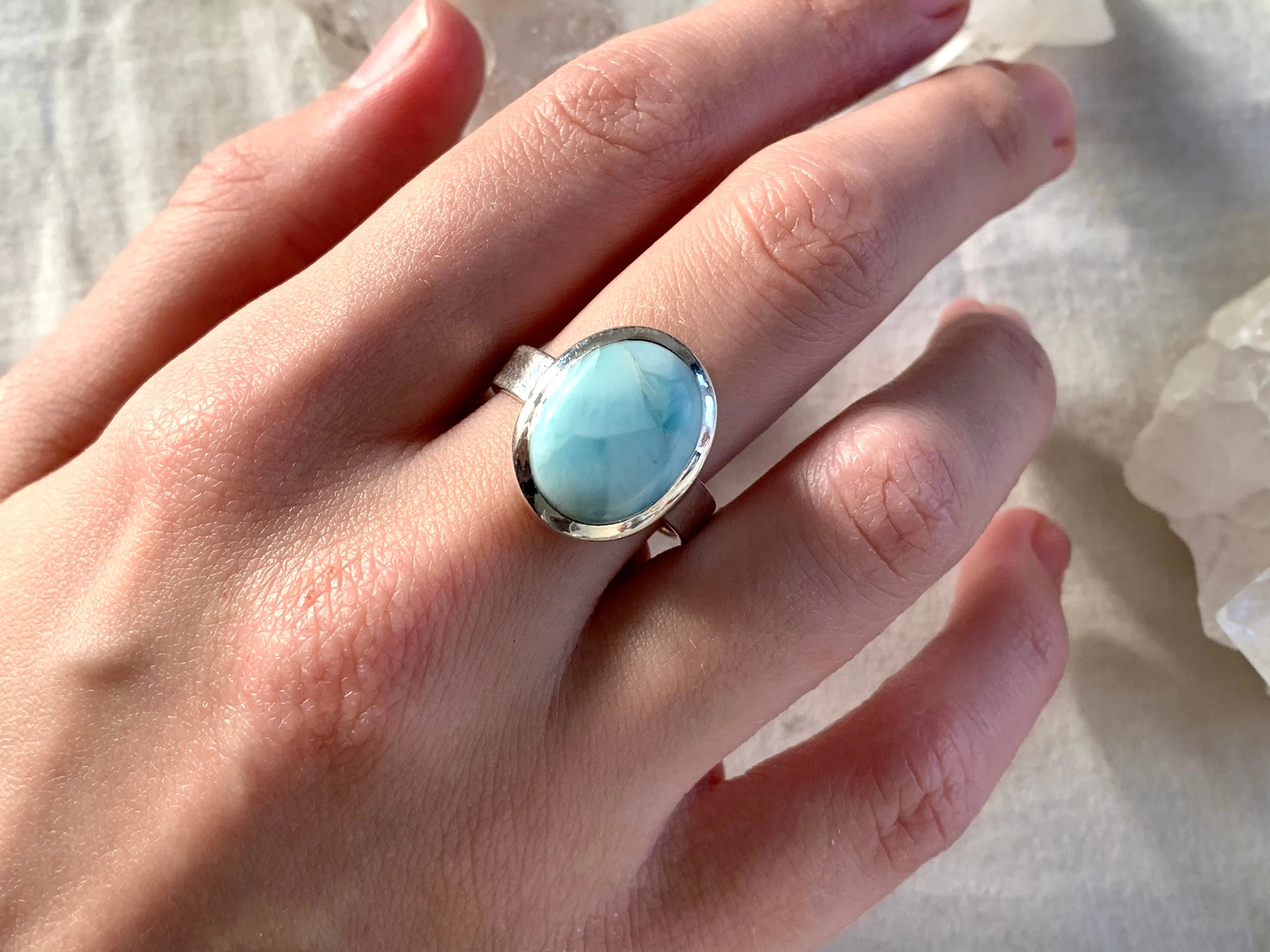 Larimar Naevia Ring - Sm. Oval (US 6.5 & 8)