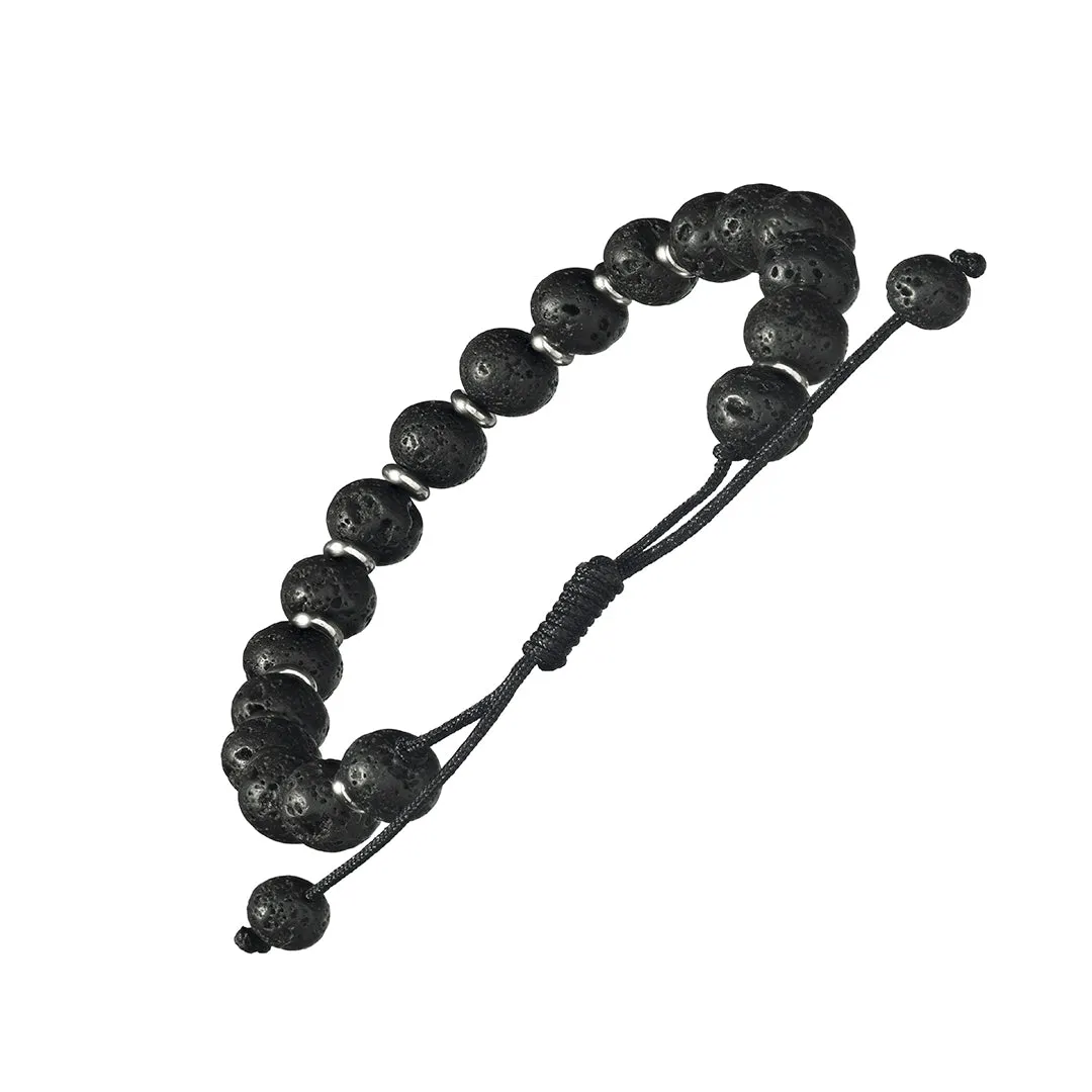 Lava Stone Beaded Pull Cord Bracelet