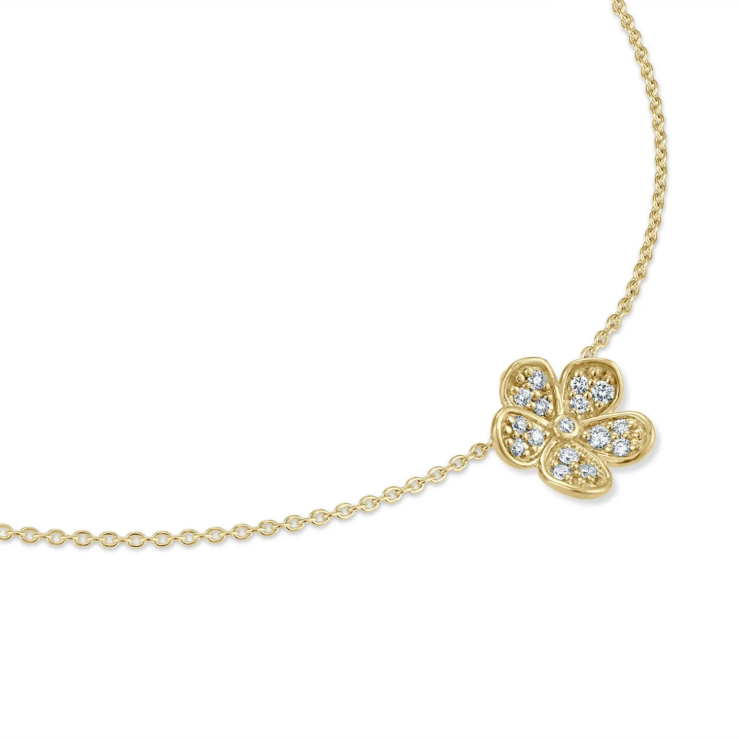 Medium Florette Single Pendant Necklace in Pavé Diamonds