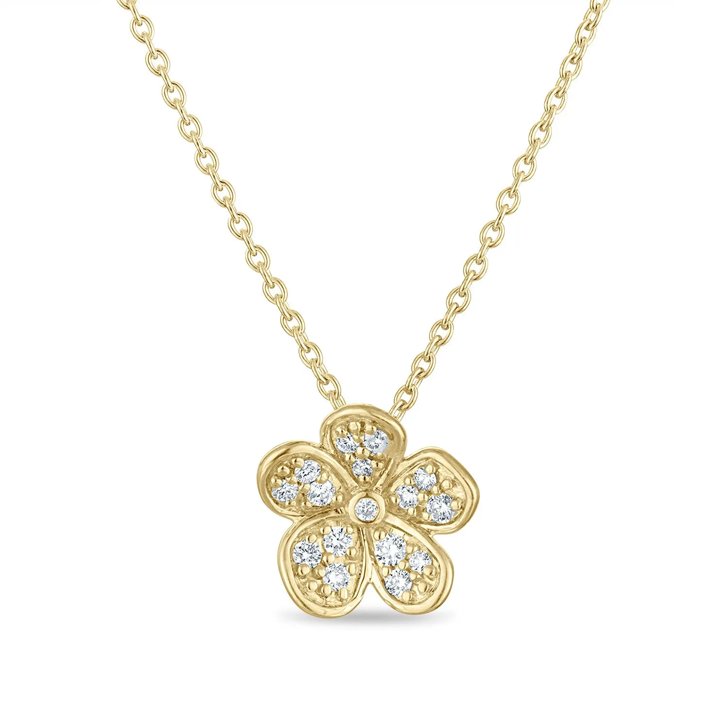 Medium Florette Single Pendant Necklace in Pavé Diamonds