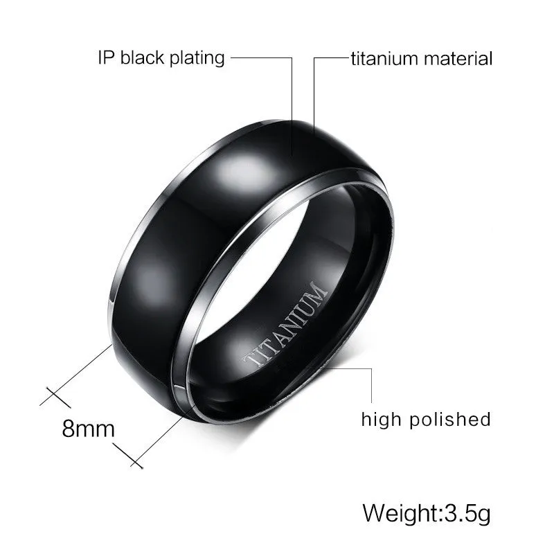 Mens Titanium Rings Black Men Engagement Wedding Rings Jewelry USA Size 100% Titanium Carbide