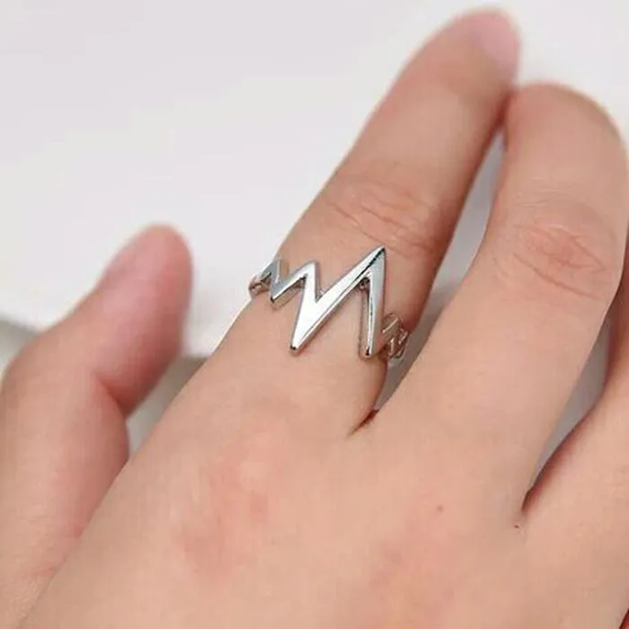 Men's/Women's Trendy Alloy ECG Wave Shape Rings