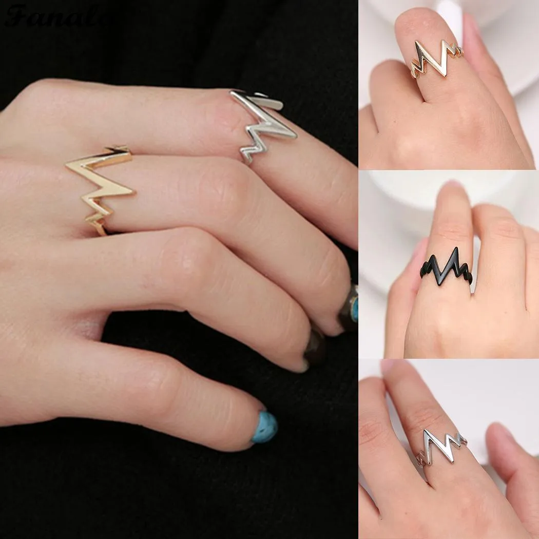 Men's/Women's Trendy Alloy ECG Wave Shape Rings