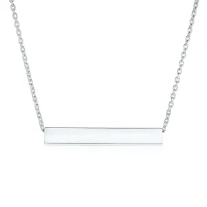 Message Initials Minimalist Tube Bar Name Plated Pendant Necklace Sterling Silver