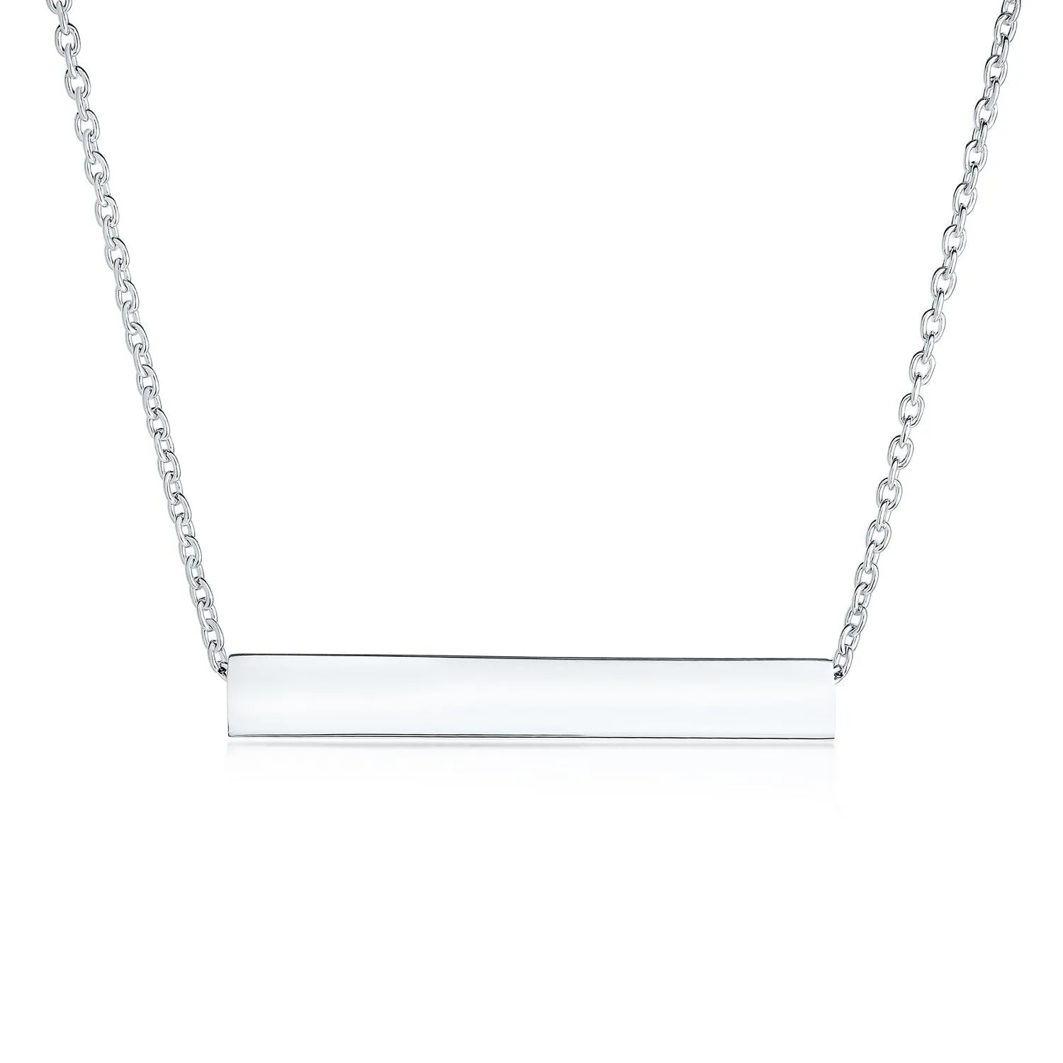 Message Initials Minimalist Tube Bar Name Plated Pendant Necklace Sterling Silver