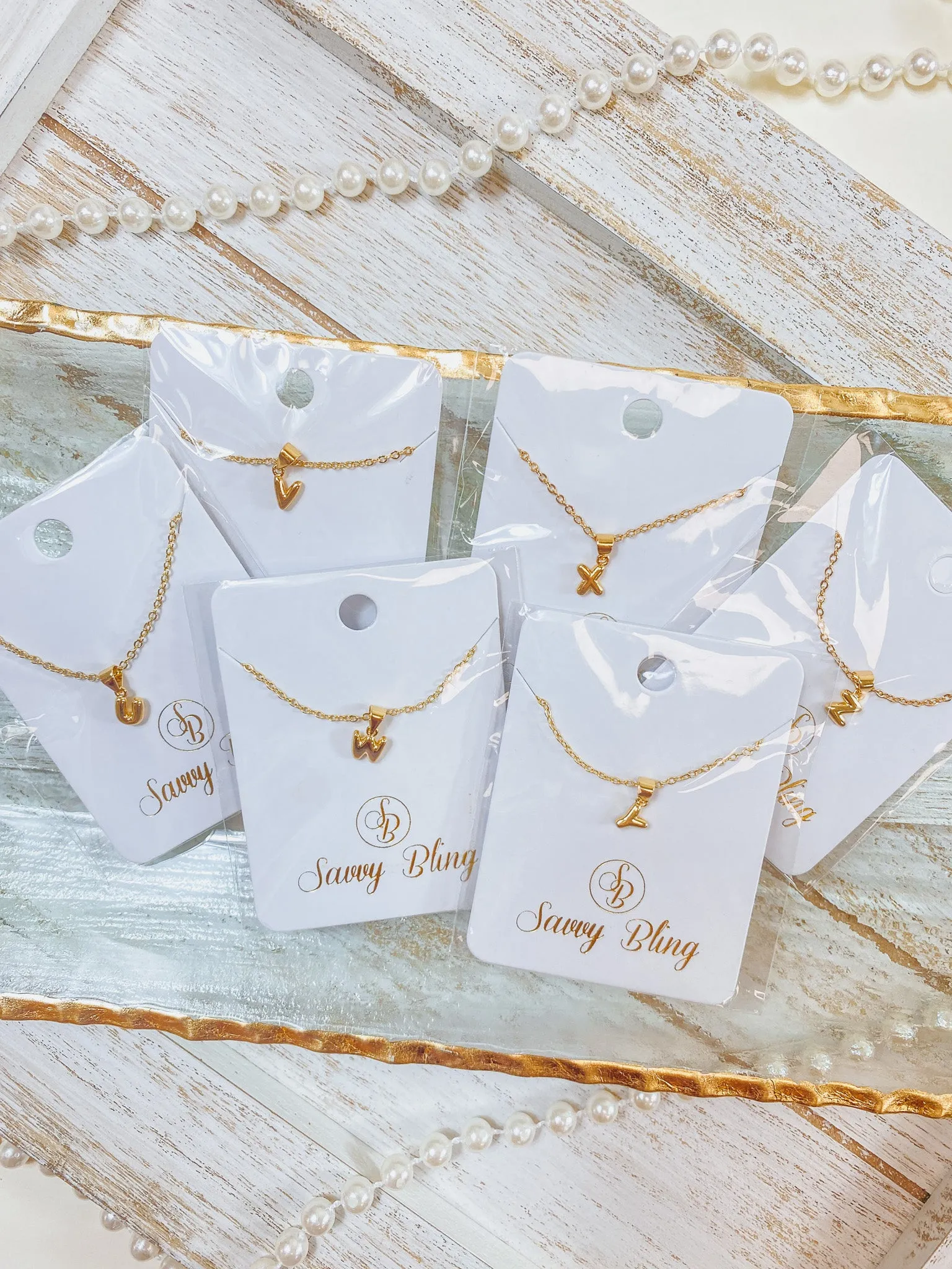 Mini Bubble Letter Initial Necklaces -2 Colors