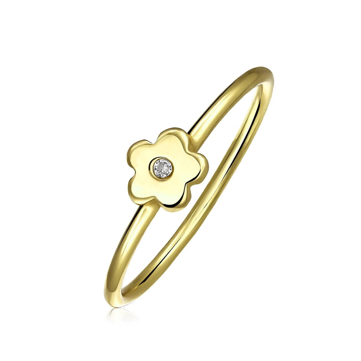 Minimalist CZ 14K Gold Plated Cocktail Statement Ring with Celestial Star Design