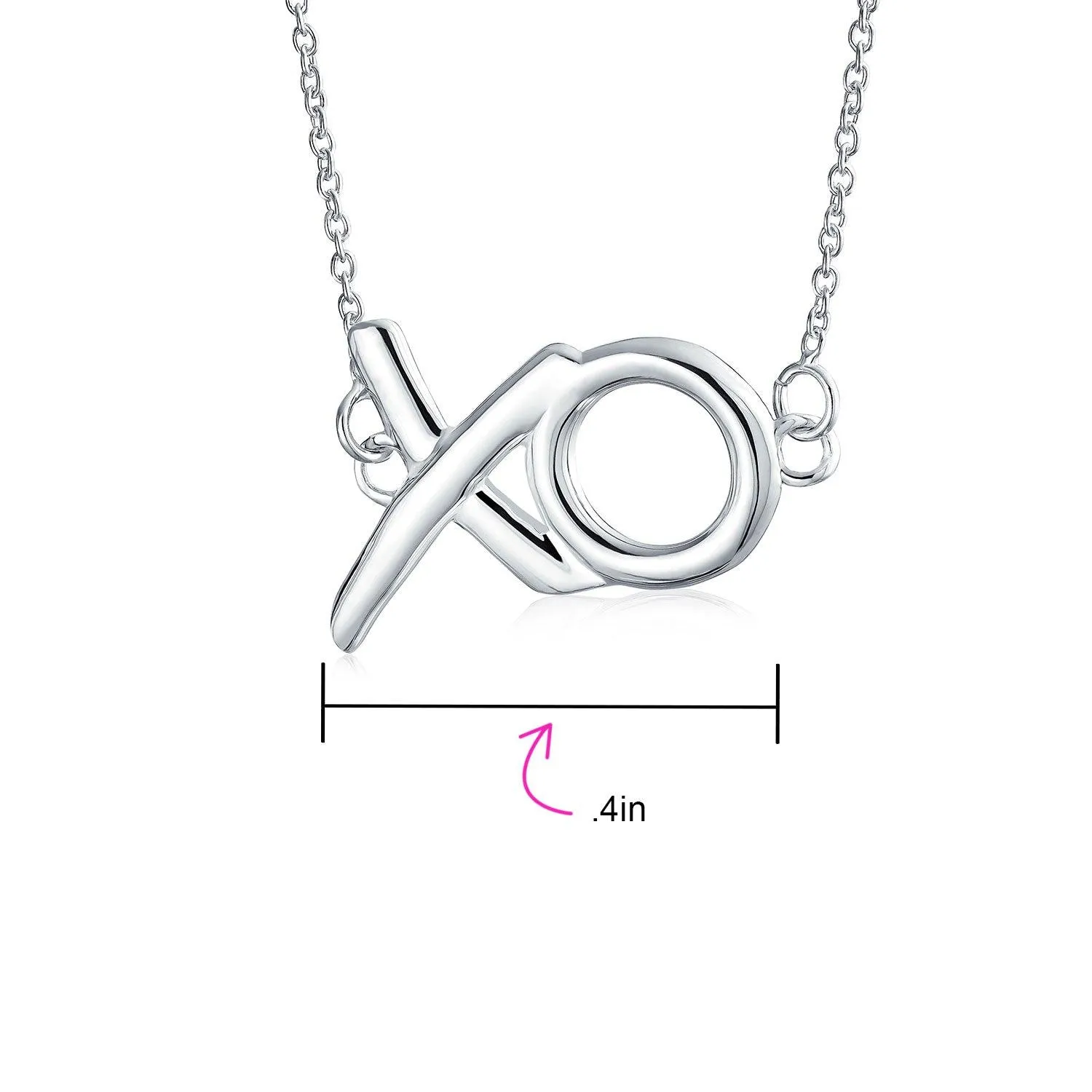 Minimalist XO Station Pendant Necklace in Sterling Silver with Chain