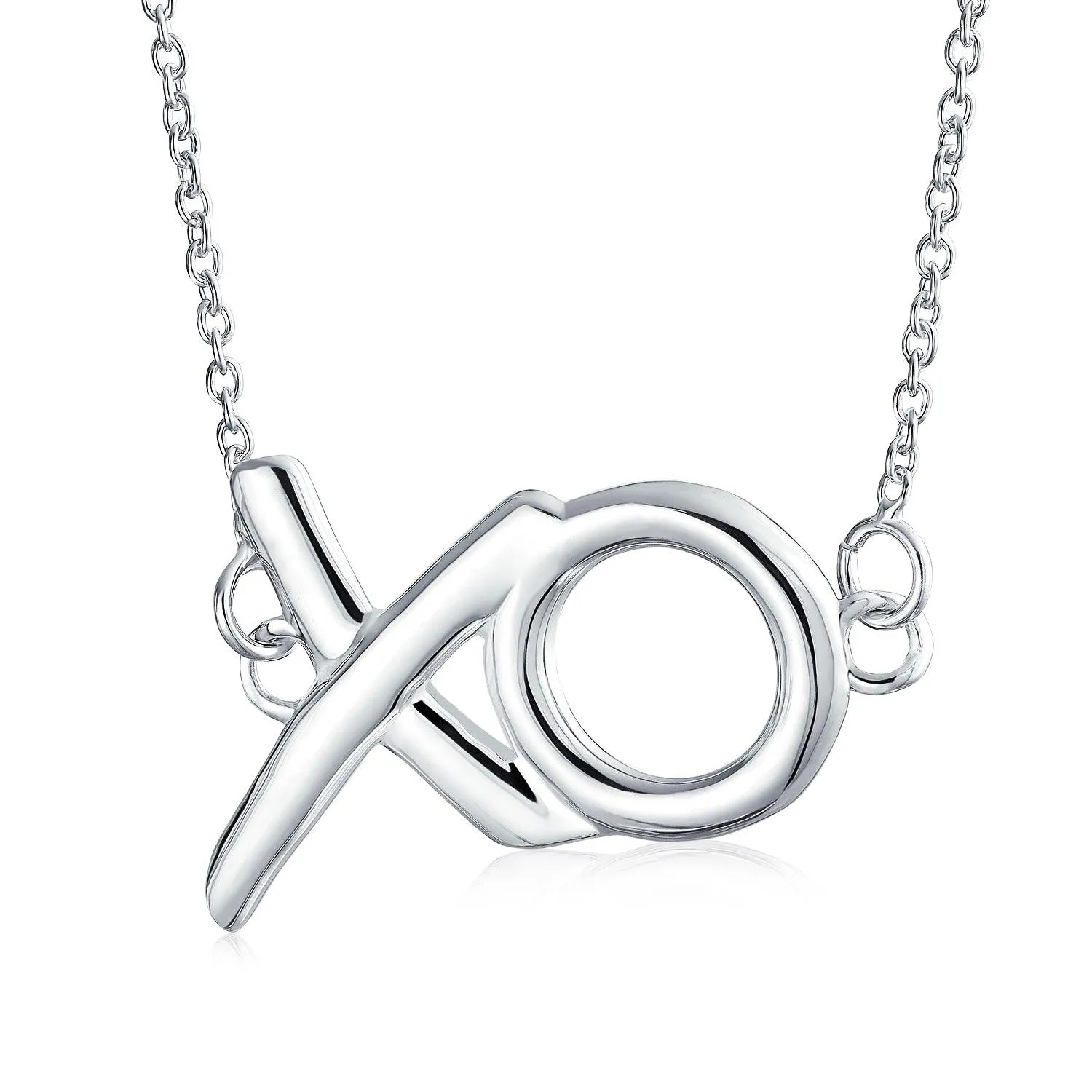 Minimalist XO Station Pendant Necklace in Sterling Silver with Chain