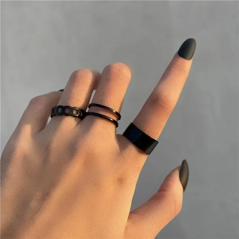 Modyle 10 pcs/set Bohemian Ring Set Gold Silver Color Wide Rings For Women Girls Simple Chain Finger Tail Rings