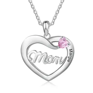 Mom Necklace With Birthstone Customized