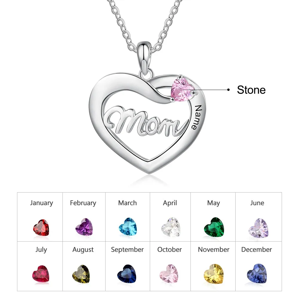 Mom Necklace With Birthstone Customized