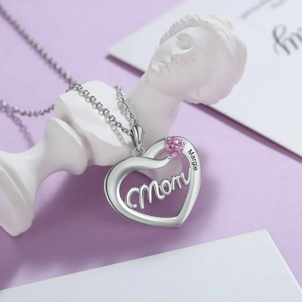 Mom Necklace With Birthstone Customized