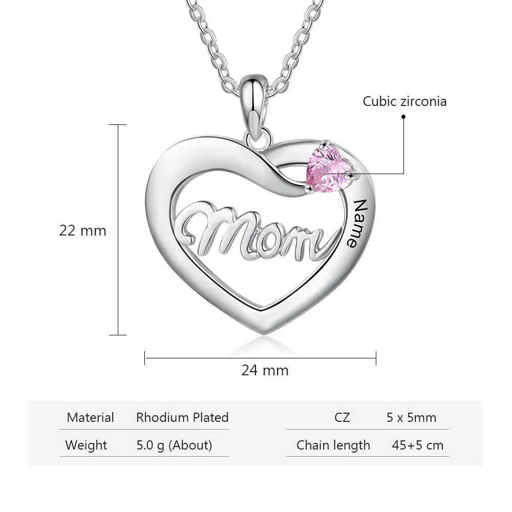 Mom Necklace With Birthstone Customized