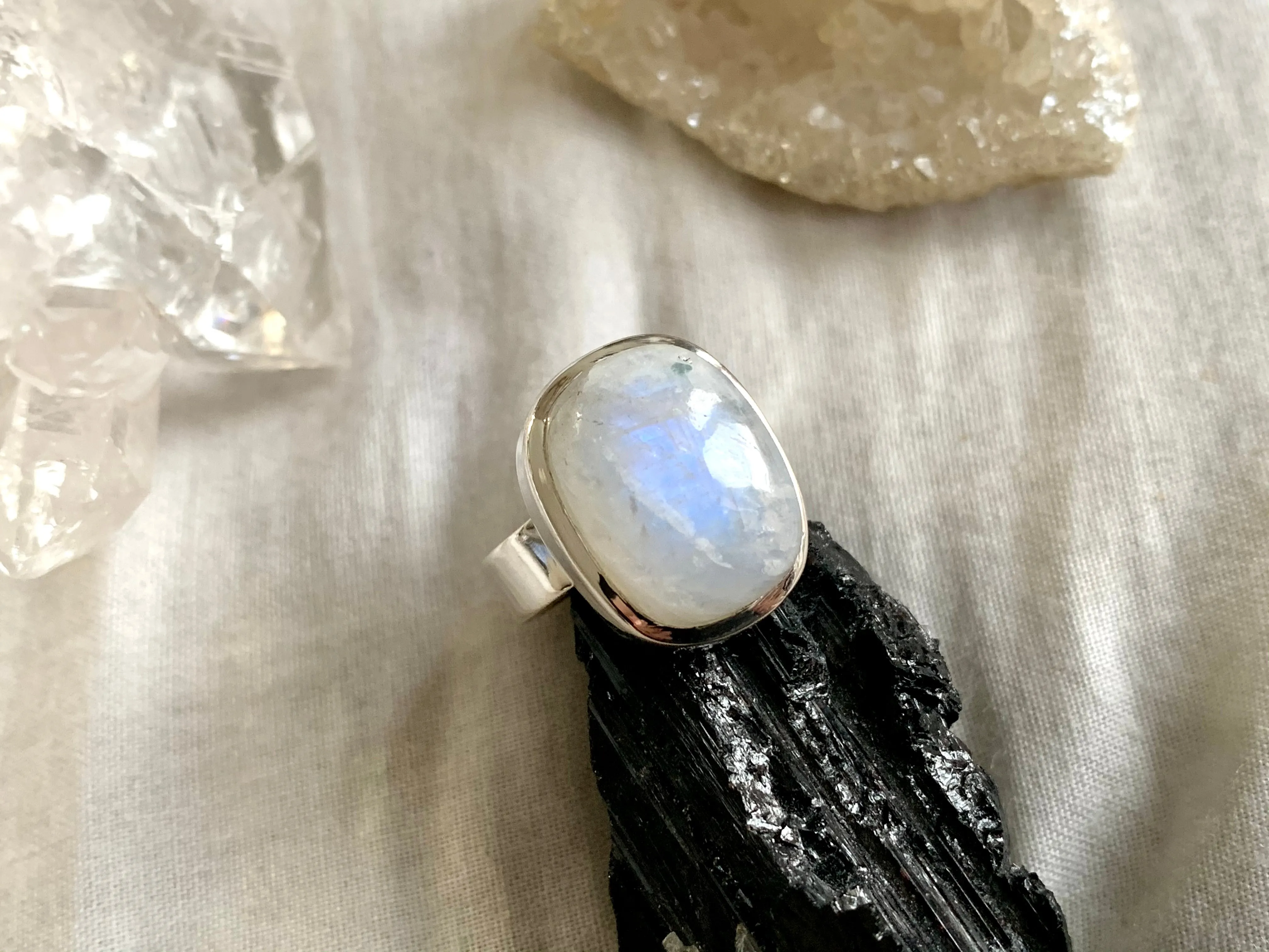 Moonstone Naevia Ring - Med. Square (US 8)