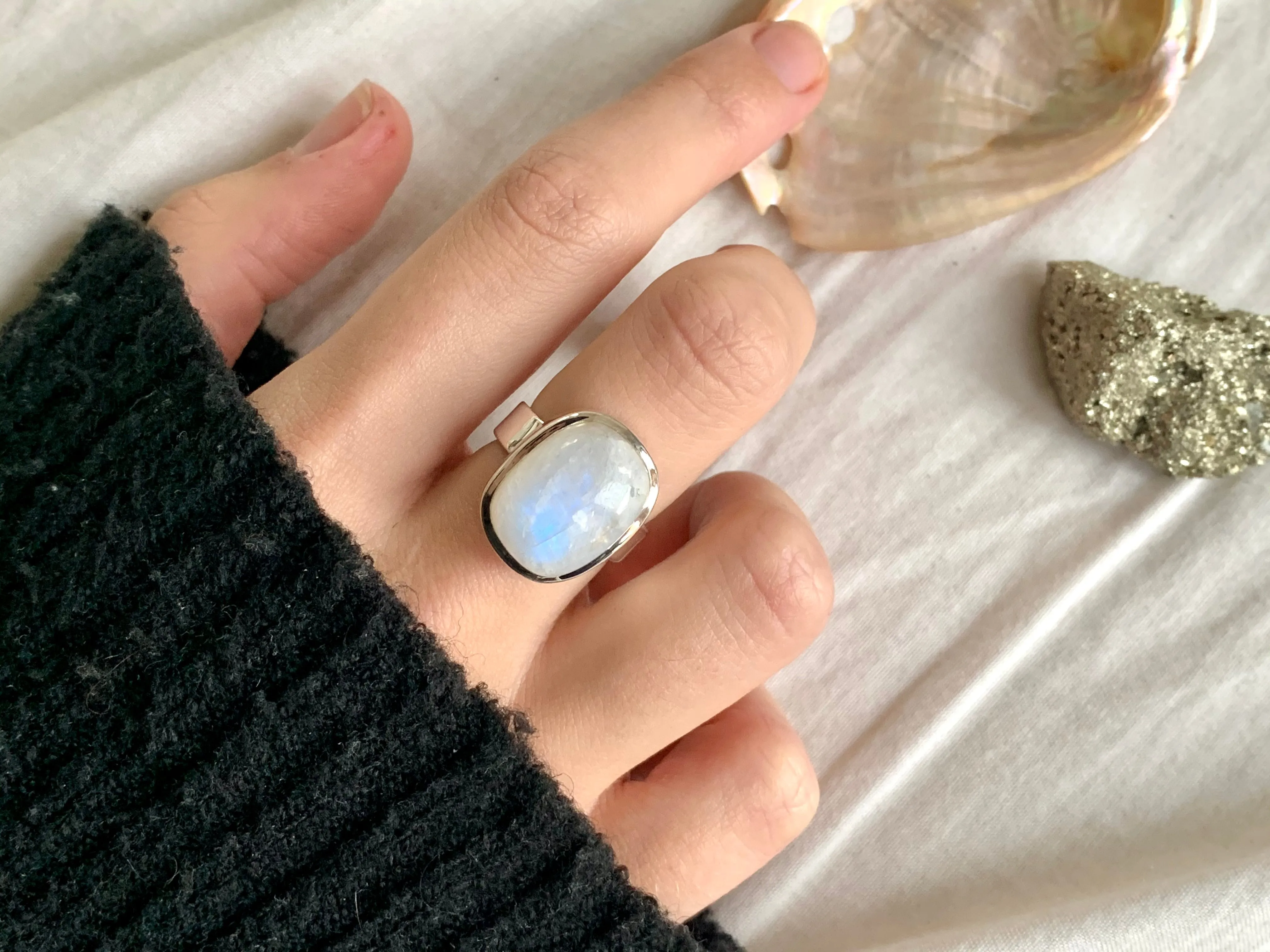 Moonstone Naevia Ring - Med. Square (US 8)