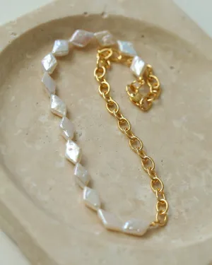 Natural Baroque Pearl Spliced Chain Necklace