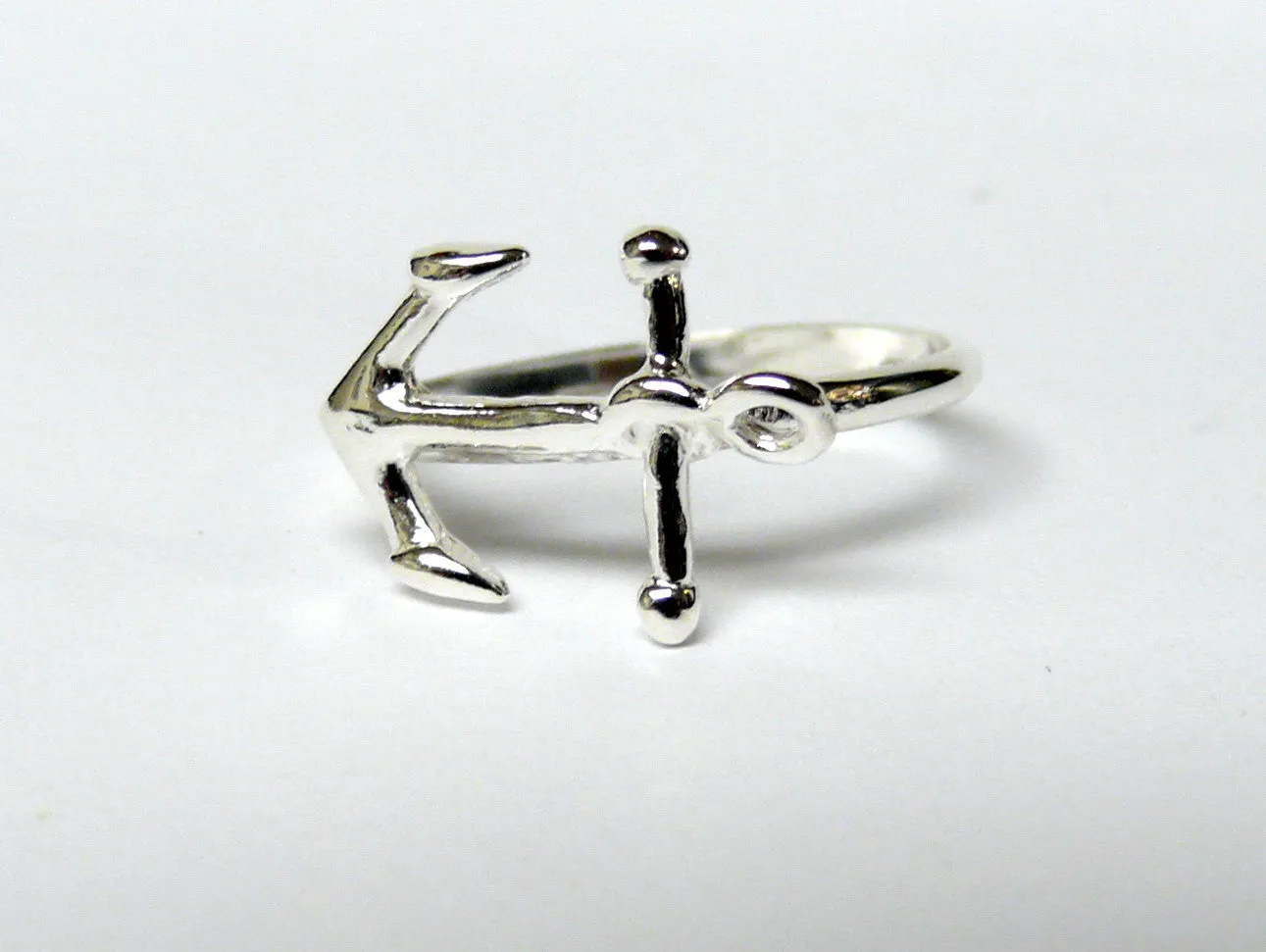 Nautical jewelry Sideways anchor ring Sterling silver anchor ring stacking ring anchor jewelry