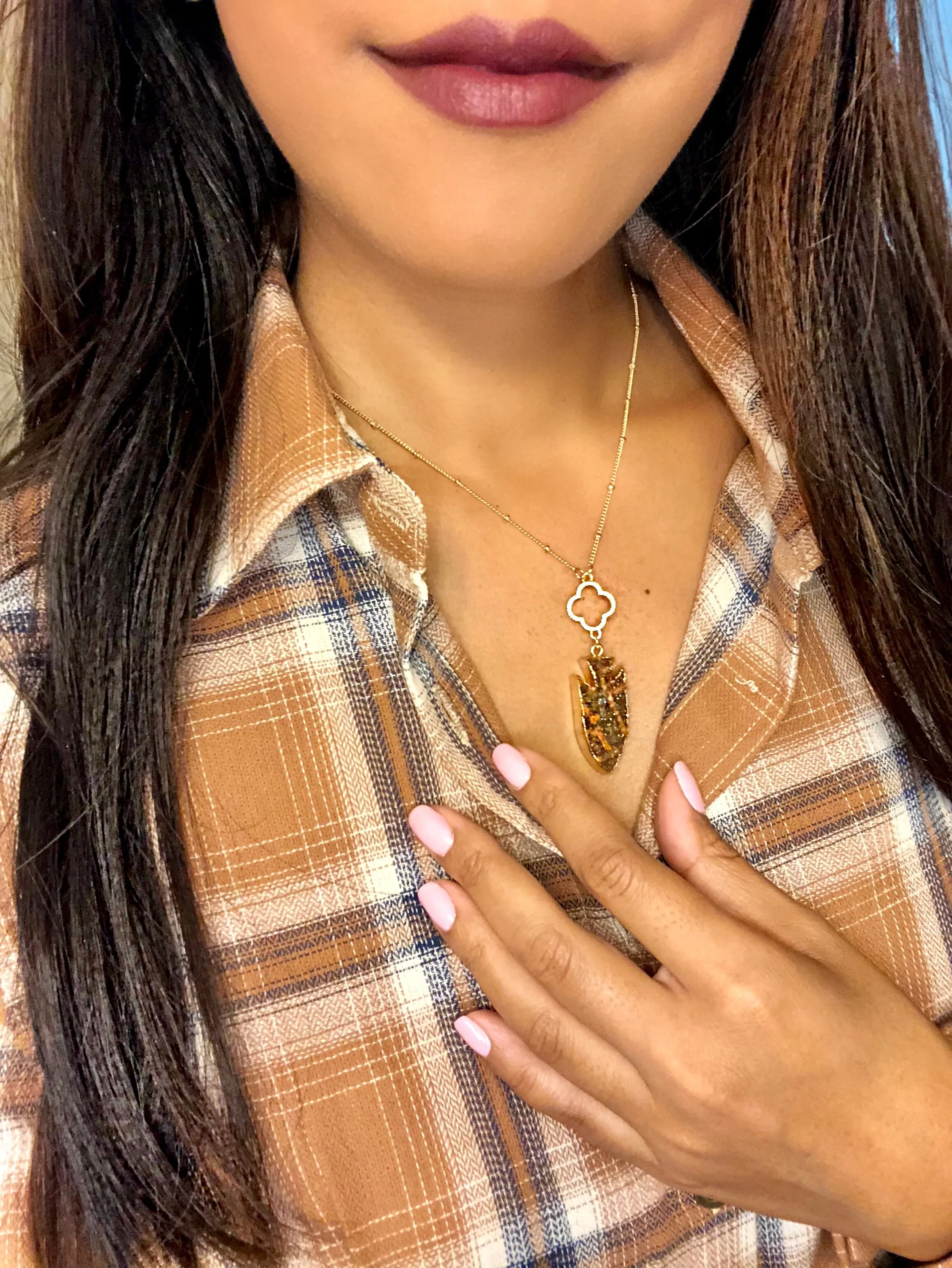 Niko Druzy Arrowhead Pendant Necklaces