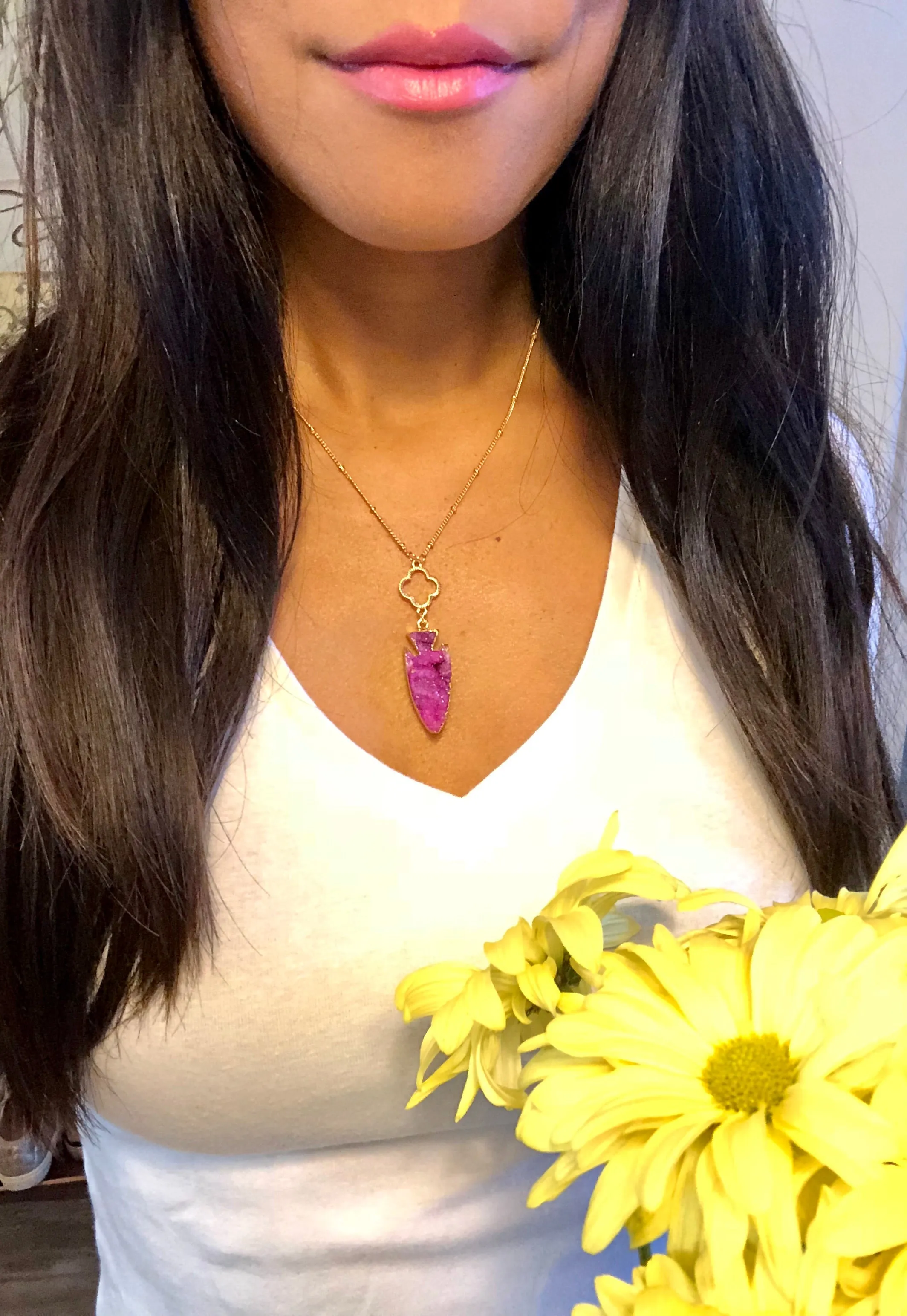 Niko Druzy Arrowhead Pendant Necklaces