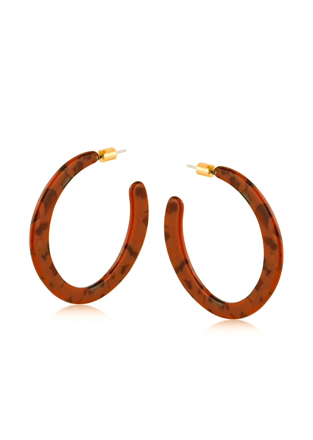 Oleandre Large Bold Resin Hoops in Tan