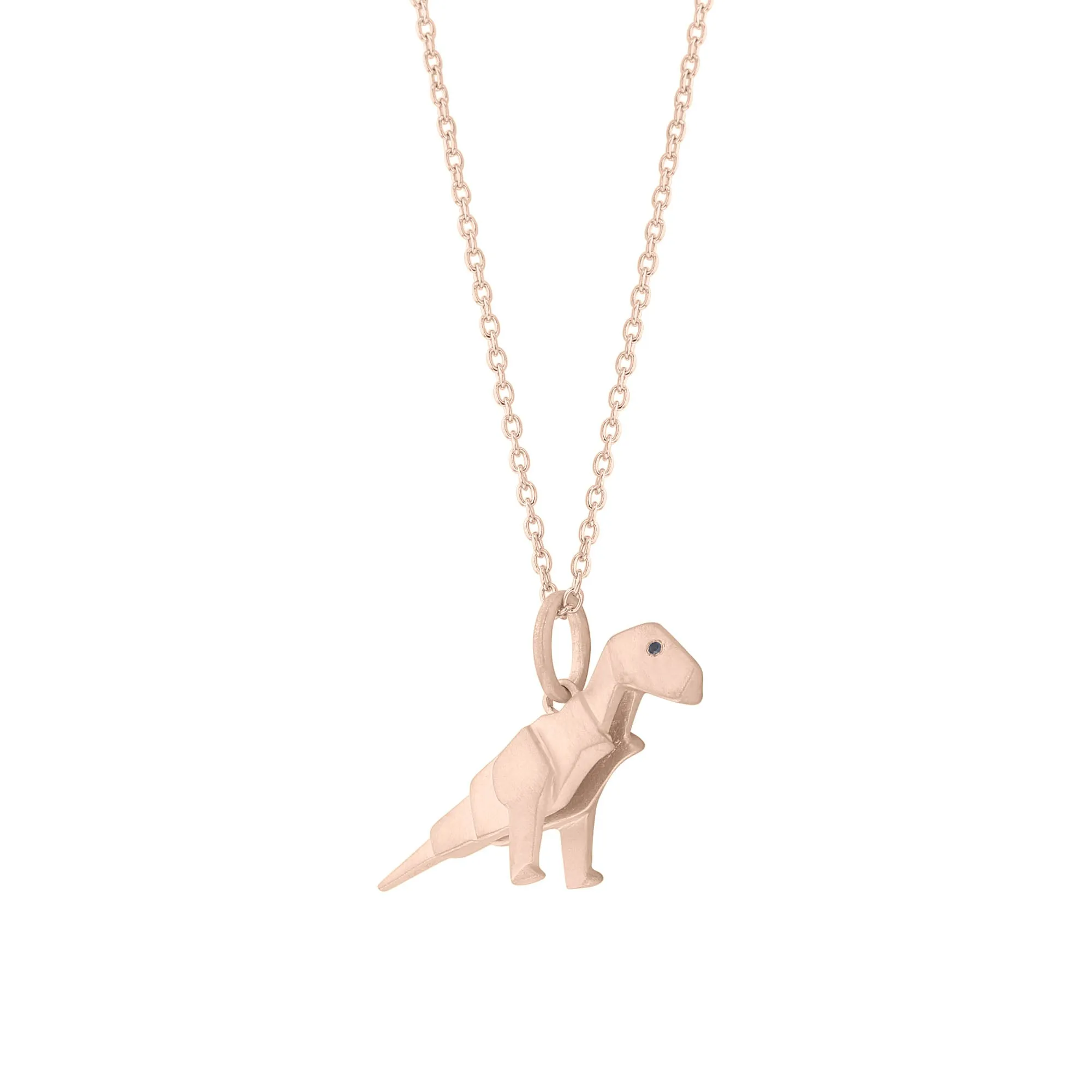 Origami T-Rex Diamond Necklace