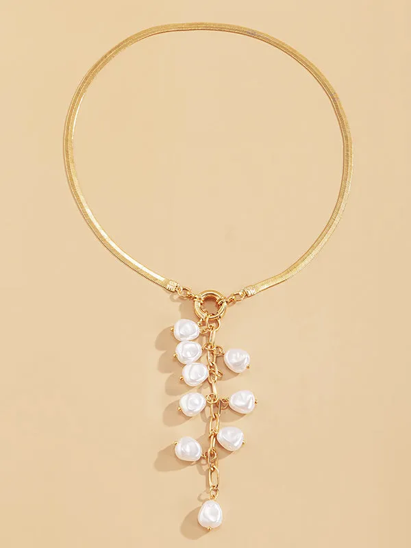 Original Pearl Pendant Geometric Necklace