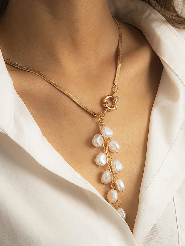 Original Pearl Pendant Geometric Necklace