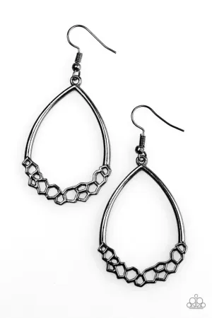 Paparazzi Earring ~ Geo Go-Getter - Black