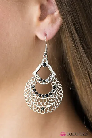 Paparazzi Earring ~ Sacramento Sparkle - Black