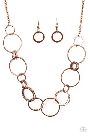 Paparazzi Necklace ~ Follow The RINGLEADER - Copper