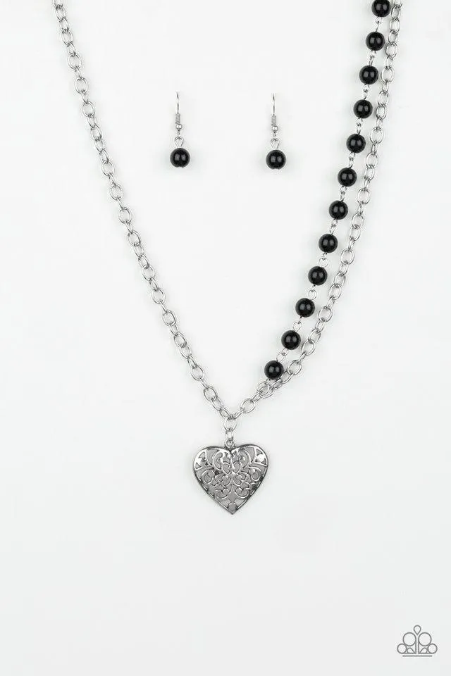 Paparazzi Necklace ~ Forever In My Heart - Black