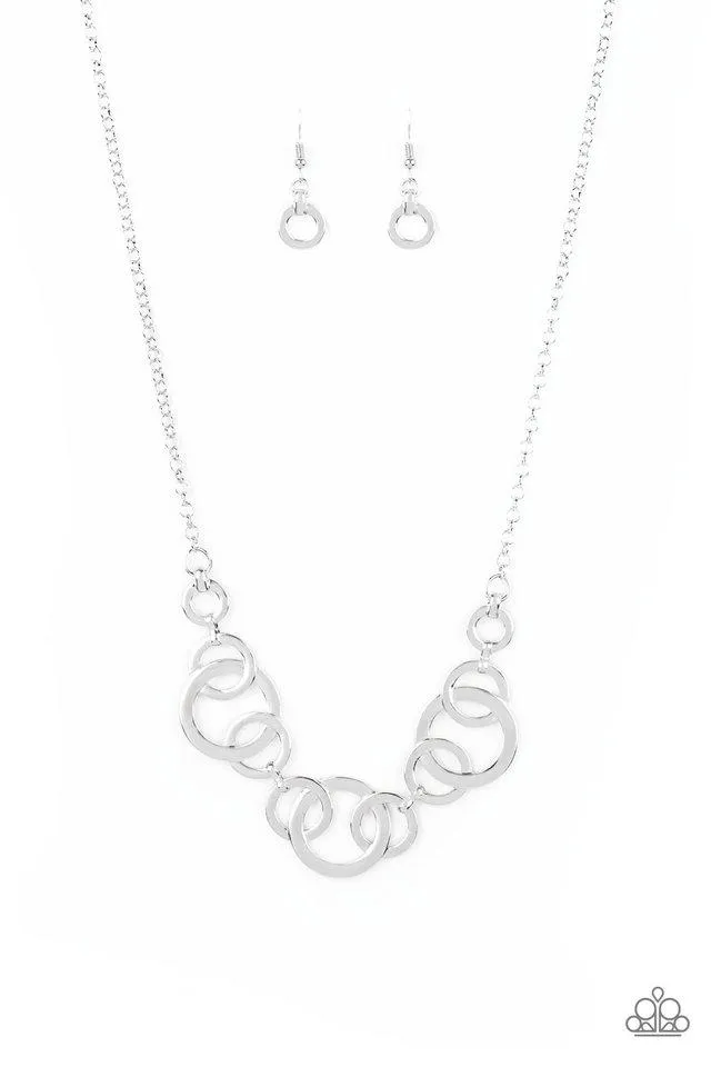 Paparazzi Necklace ~  Going In Circles - Silver