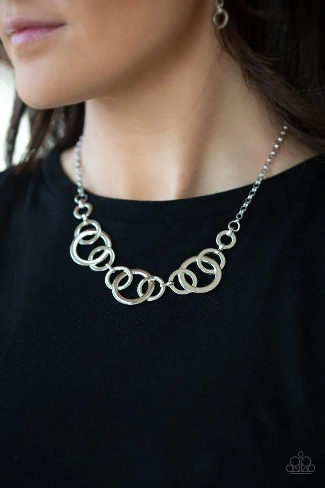 Paparazzi Necklace ~  Going In Circles - Silver