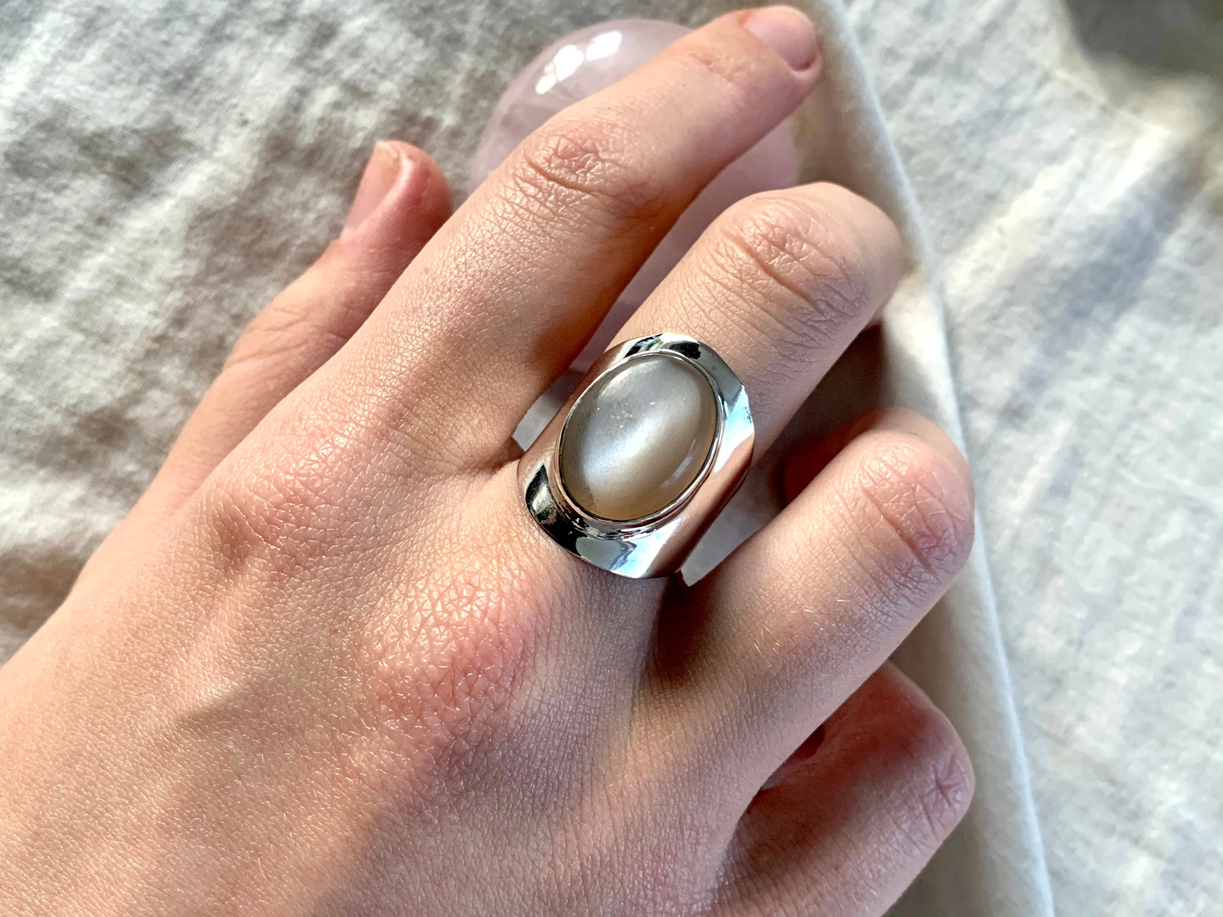 Peach Moonstone Medea Ring