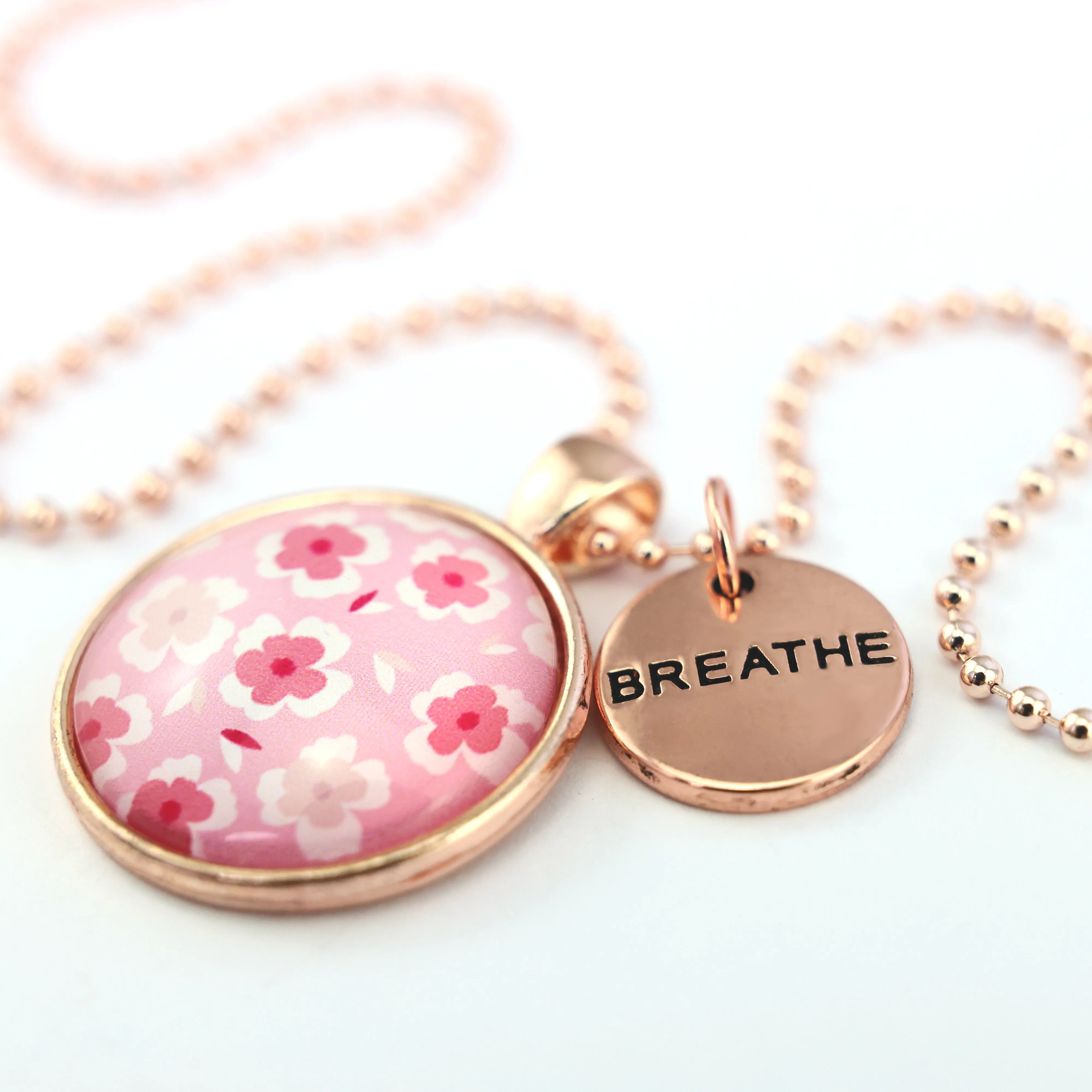 PINK COLLECTION - Rose Gold 'BREATHE' Necklace - Sweet Blooms (10252)