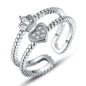 Platinum Plated Heart Shape Finger Ring with AAA Zircon for Women Anniversary Fashion Jewelry