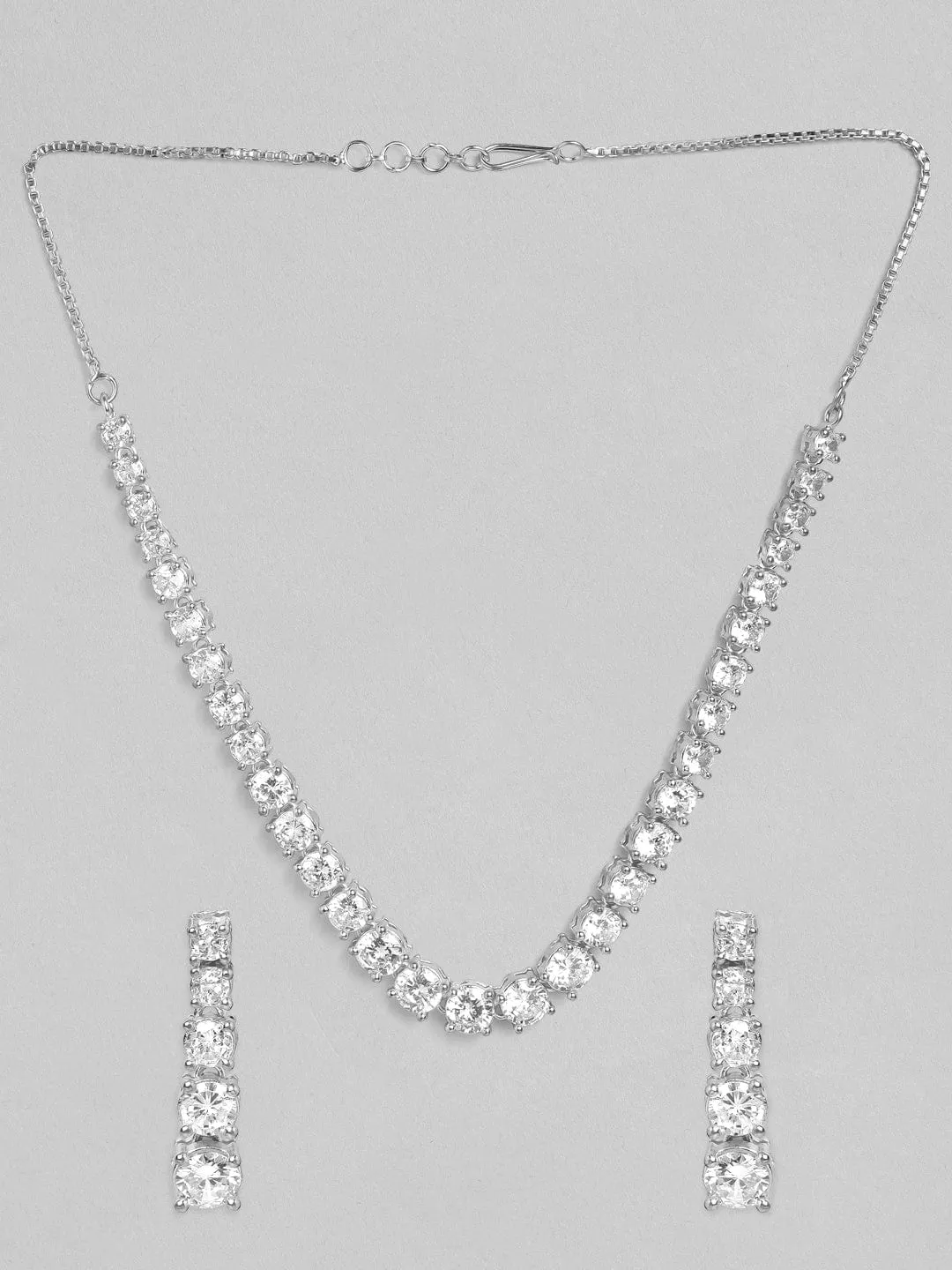 Rhodium-Plated CZ-Studded Jewellery Set