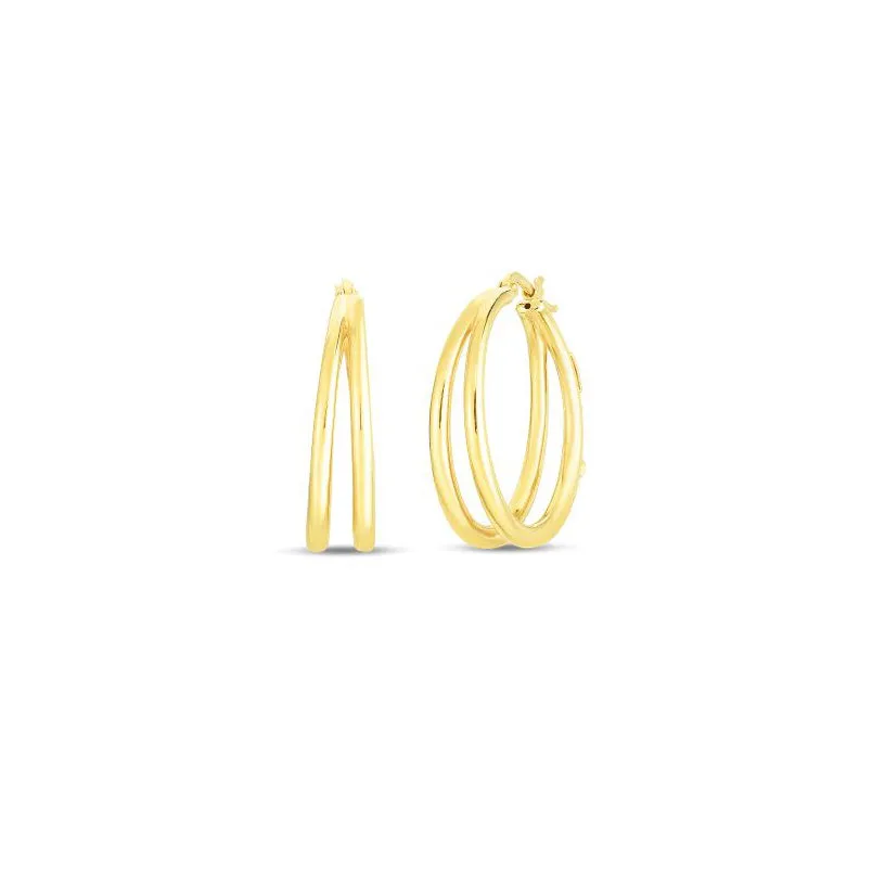 Roberto Coin Oro Classic 18K Yellow Gold Graduated Thin Double Hoop Earrings