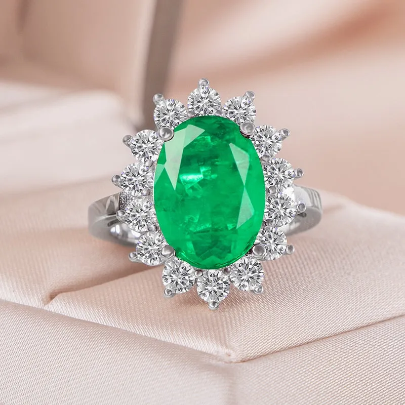 Romantic Jewelry Geometric OliveDrab Emerald Cut Cubic Zircon Cocktail Ring