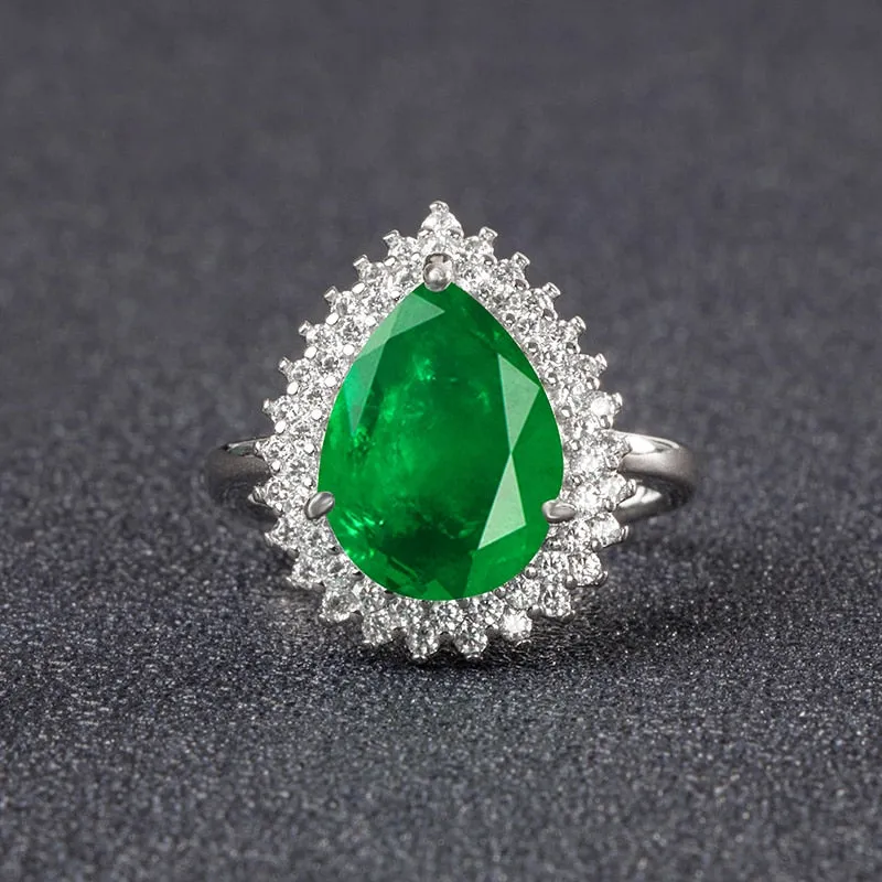 Romantic Jewelry Geometric OliveDrab Emerald Cut Cubic Zircon Cocktail Ring