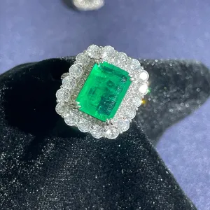 Romantic Jewelry Geometric OliveDrab Emerald Cut Cubic Zircon Cocktail Ring