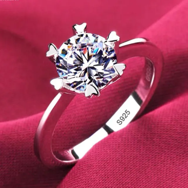 Romantic Jewelry Luxury Shiny Round Cut CZ Engagement Rings for Women