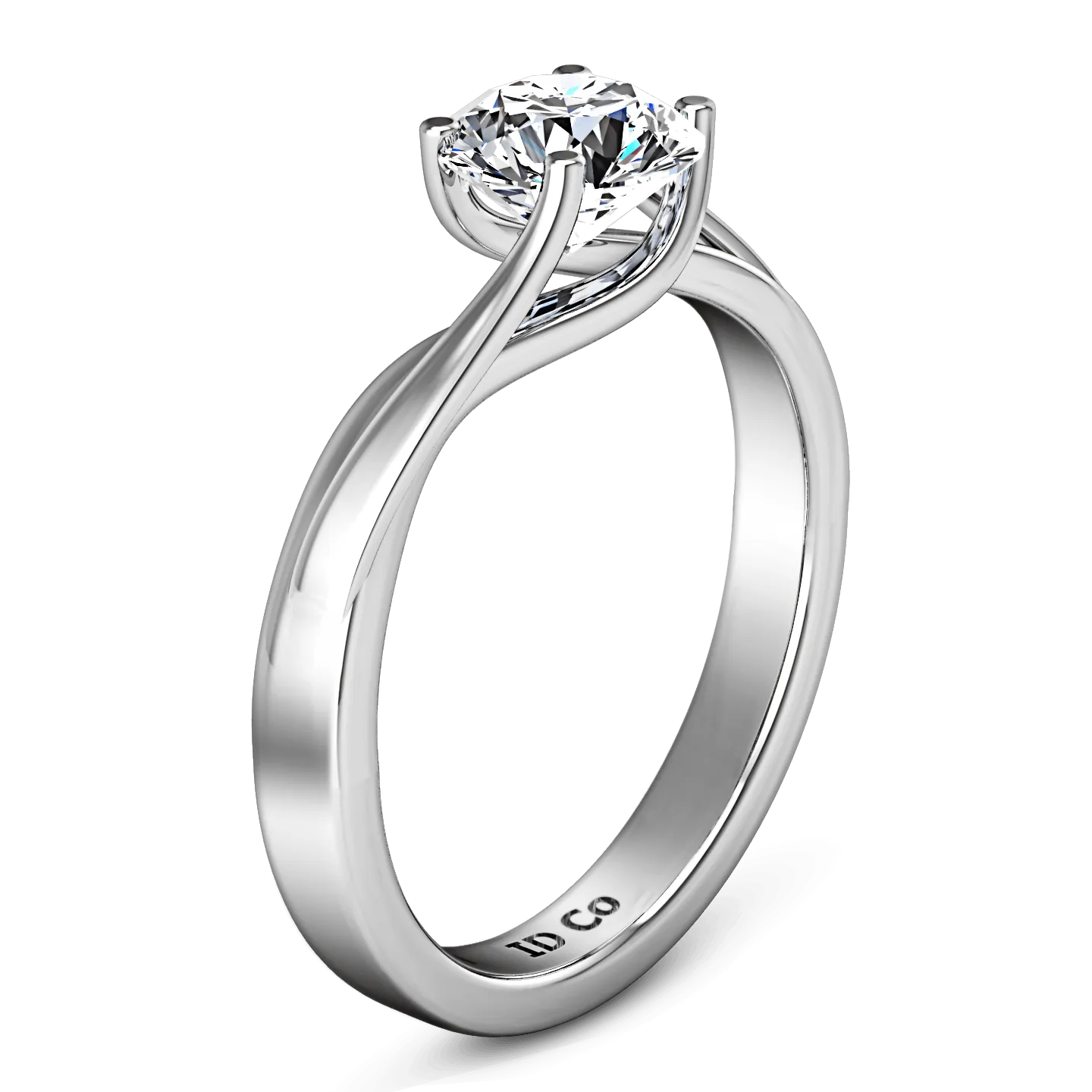 Round Diamond Solitaire Engagement Ring Laurel 14K White Gold