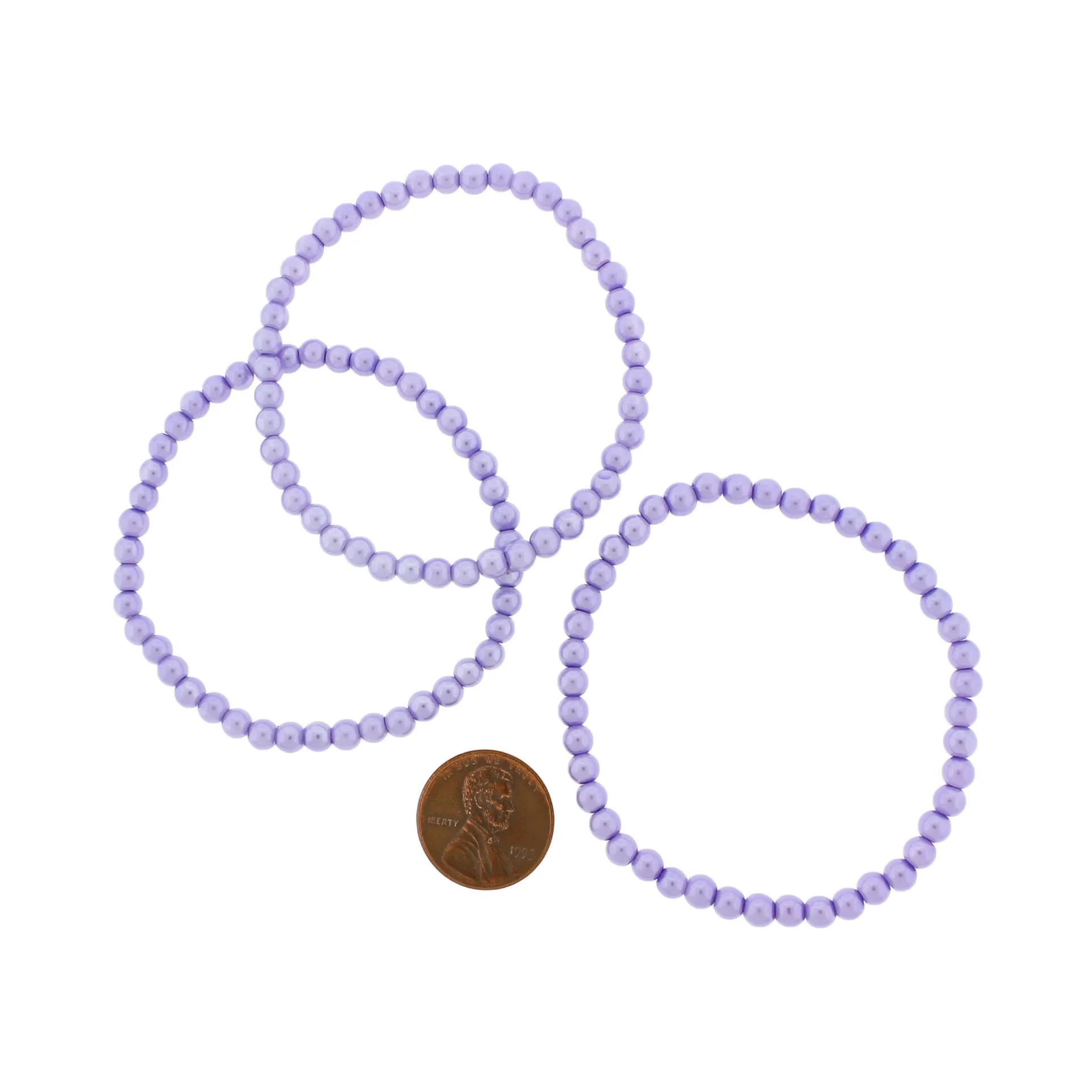 Round Glass Bead Bracelet - 44mm - Lavender - 1 Bracelet - BB122